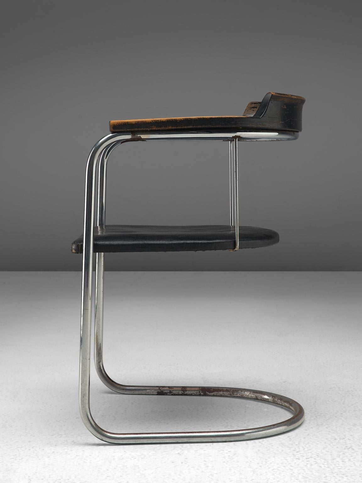Mid-Century Modern Fritz Hansen Patinated 'S125' Armchair, 1934