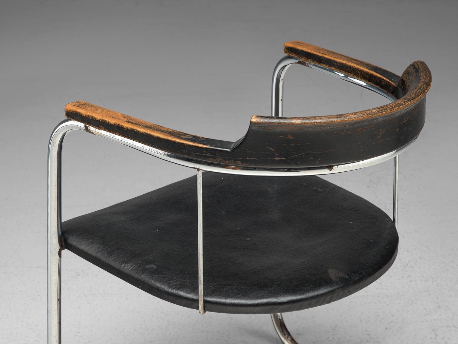 Fritz Hansen Patinated 'S125' Armchair, 1934 In Good Condition In Waalwijk, NL