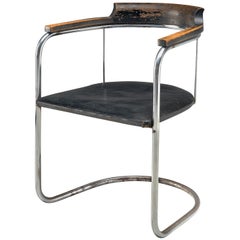 Fritz Hansen Patinated 'S125' Tubular Steel Armchair, 1934