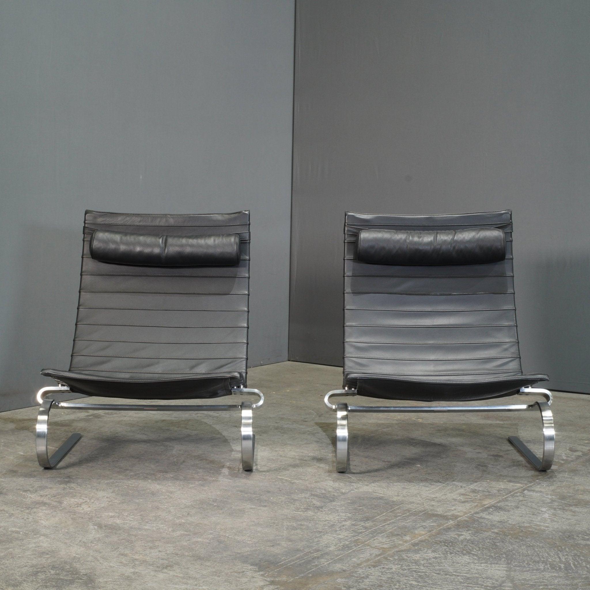 Chaise en cuir noir Fritz Hansen PK20 par Poul Kjærholm Bon état - En vente à Basildon, London