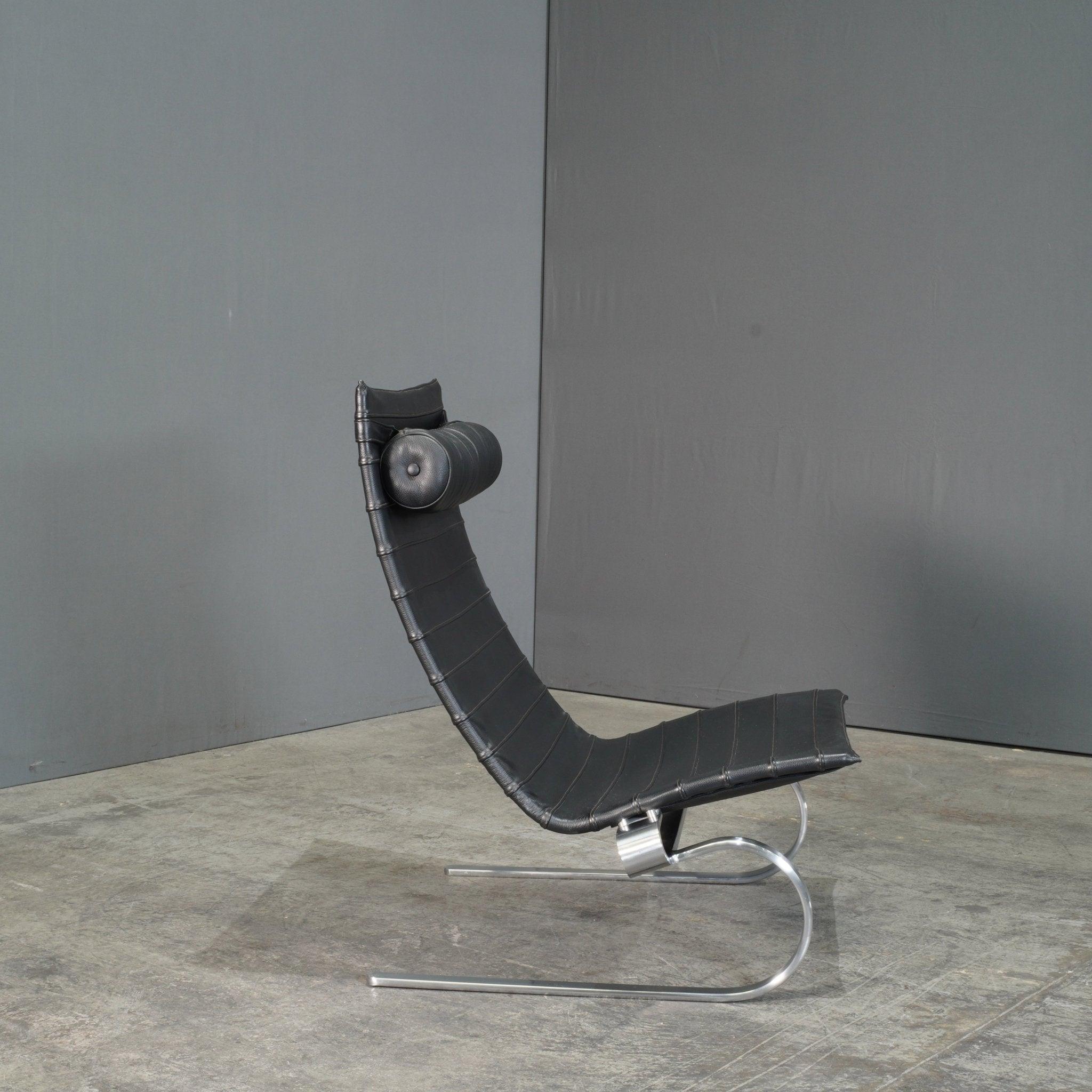 Acier Chaise en cuir noir Fritz Hansen PK20 par Poul Kjærholm en vente