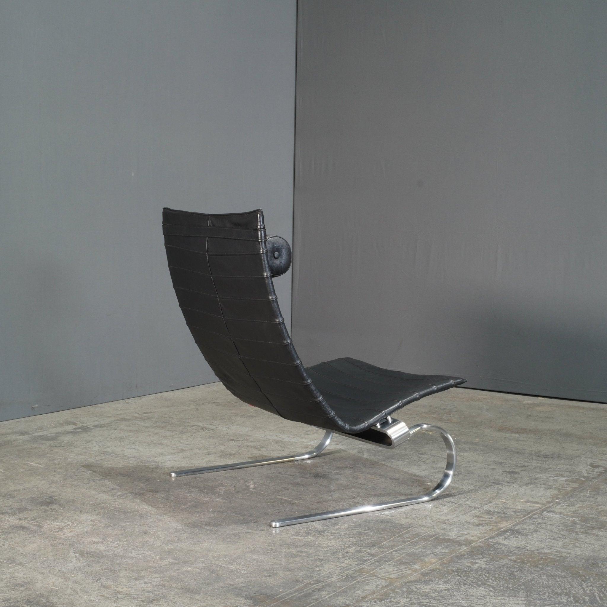Chaise en cuir noir Fritz Hansen PK20 par Poul Kjærholm en vente 1