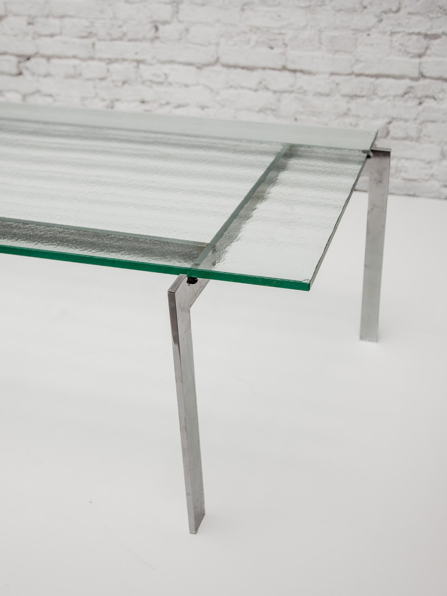 Scandinave moderne Table basse rectangulaire Fritz Hansen en acier inoxydable au design graphique, années 1960 en vente