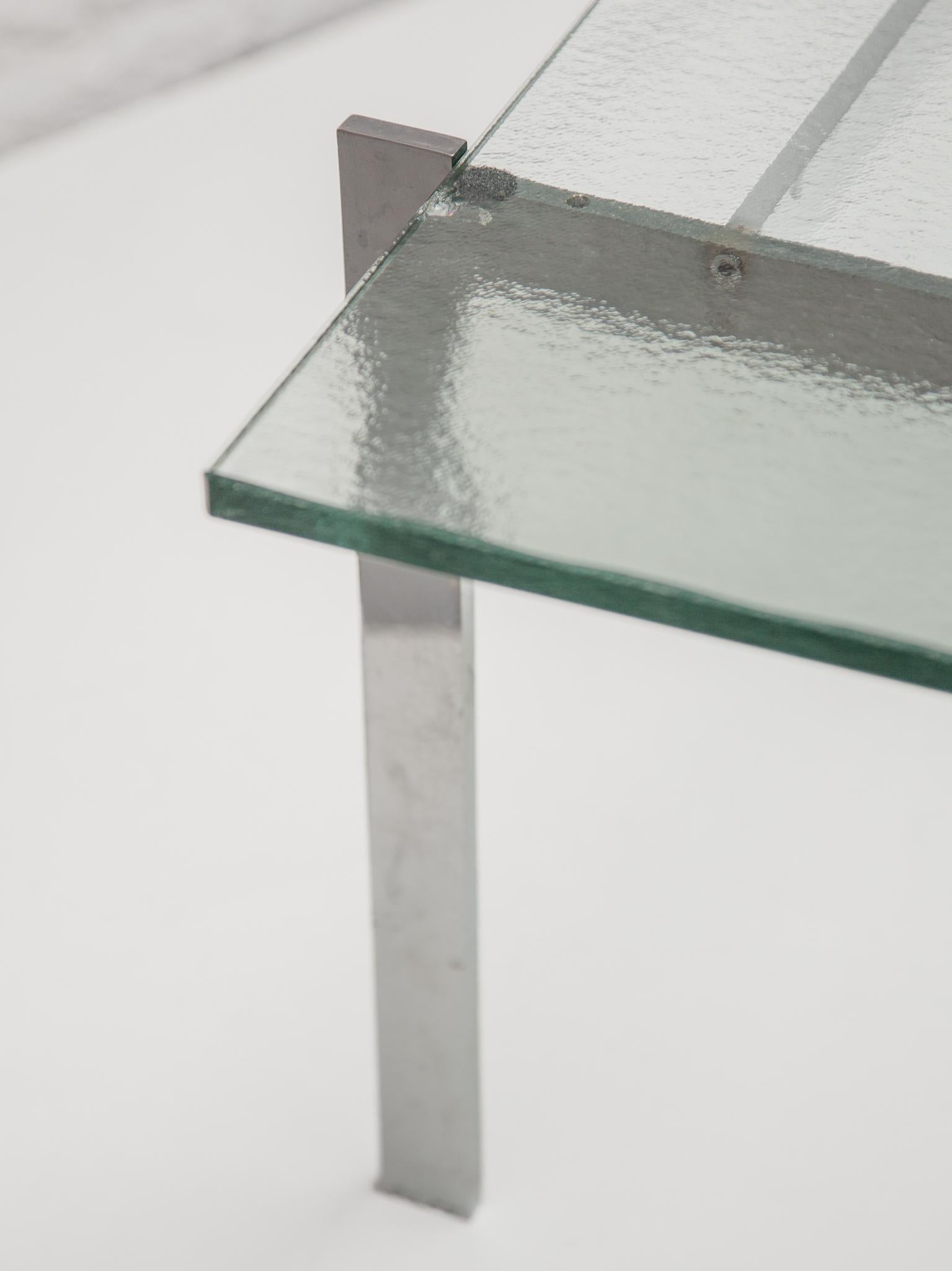 Table basse rectangulaire Fritz Hansen en acier inoxydable au design graphique, années 1960 en vente 1