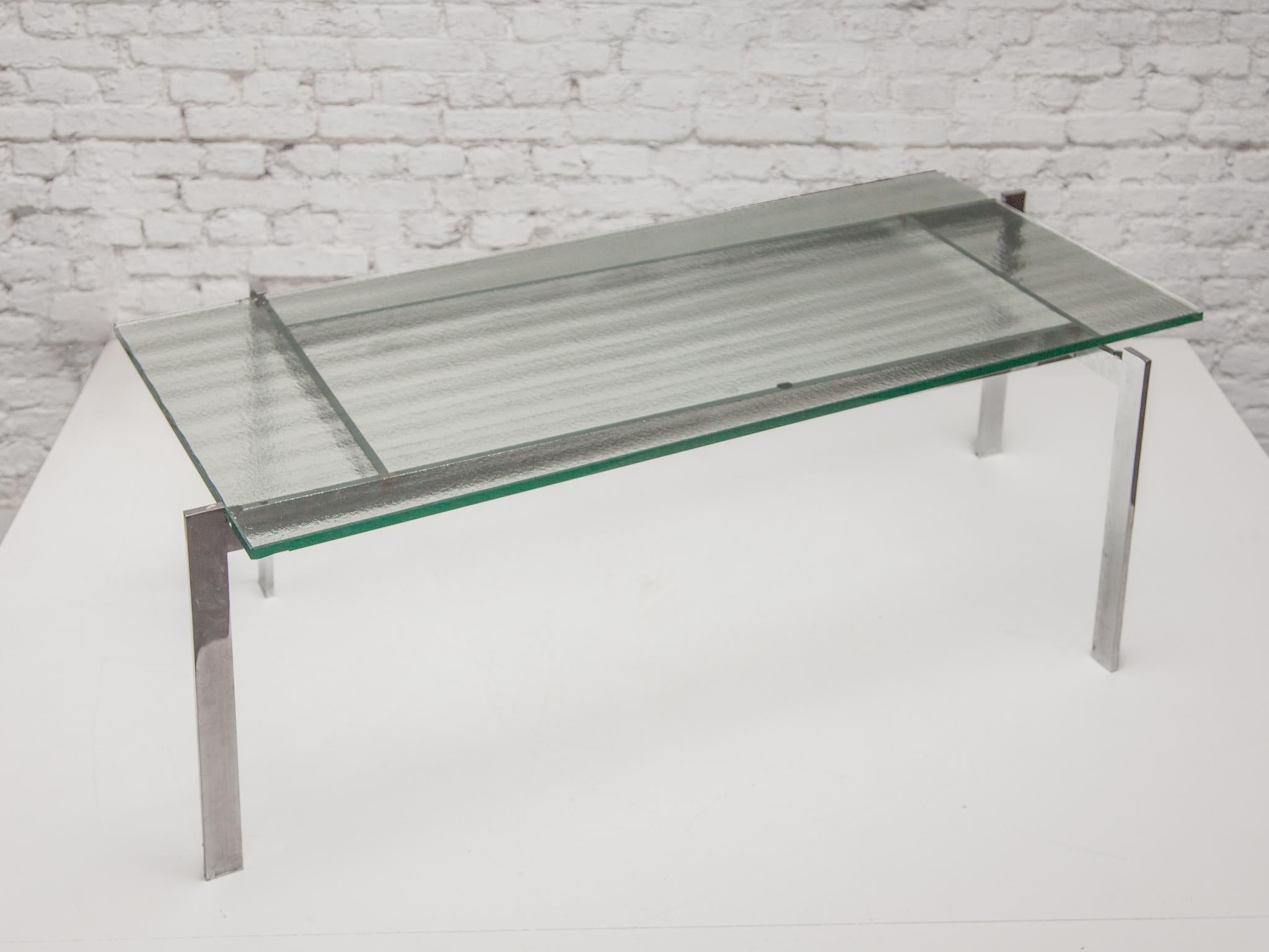 Table basse rectangulaire Fritz Hansen en acier inoxydable au design graphique, années 1960 en vente 2