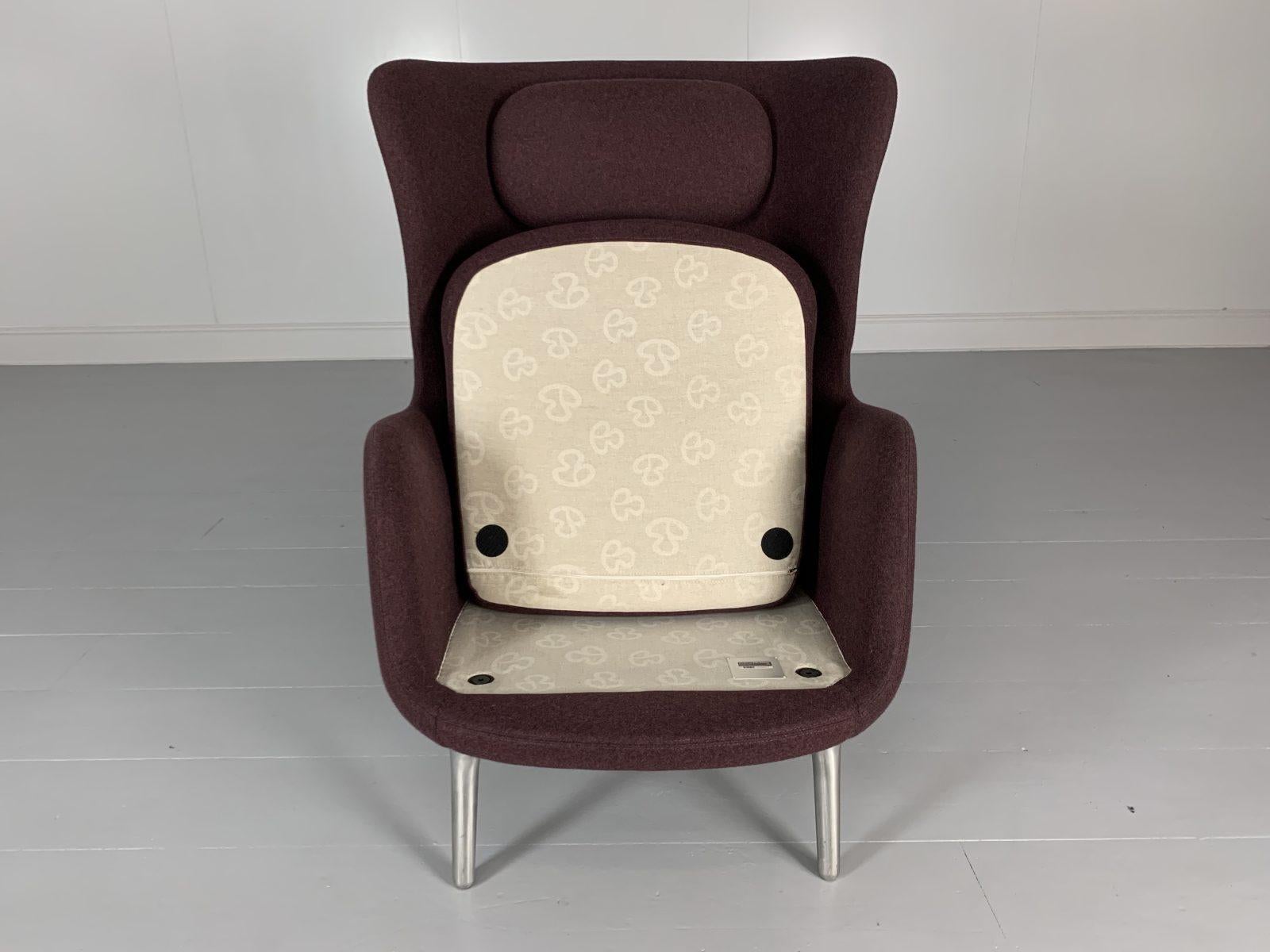 Fritz Hansen “Ro” Armchairs – In Purple Kvadrat Wool For Sale 11