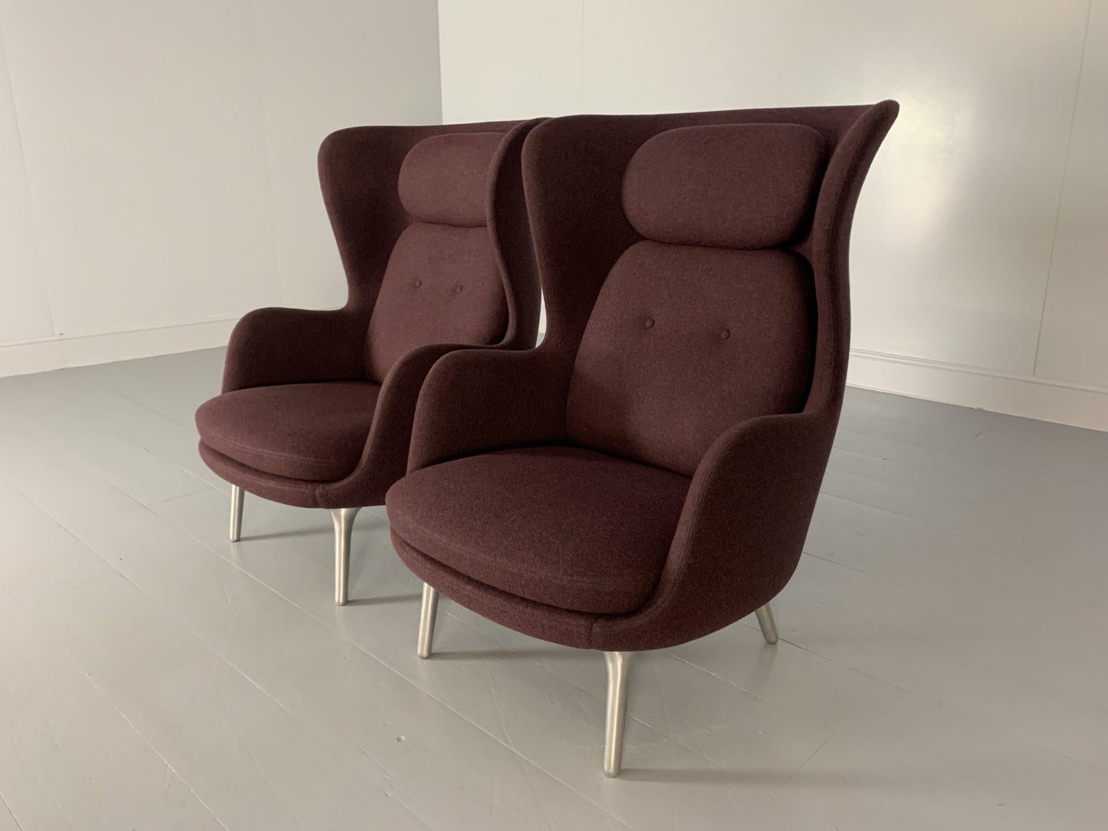 Fritz Hansen “Ro” Armchairs – In Purple Kvadrat Wool For Sale 1