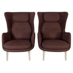 Used Fritz Hansen “Ro” Armchairs – In Purple Kvadrat Wool