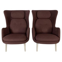 Fritz Hansen “Ro” Armchairs – In Purple Kvadrat Wool