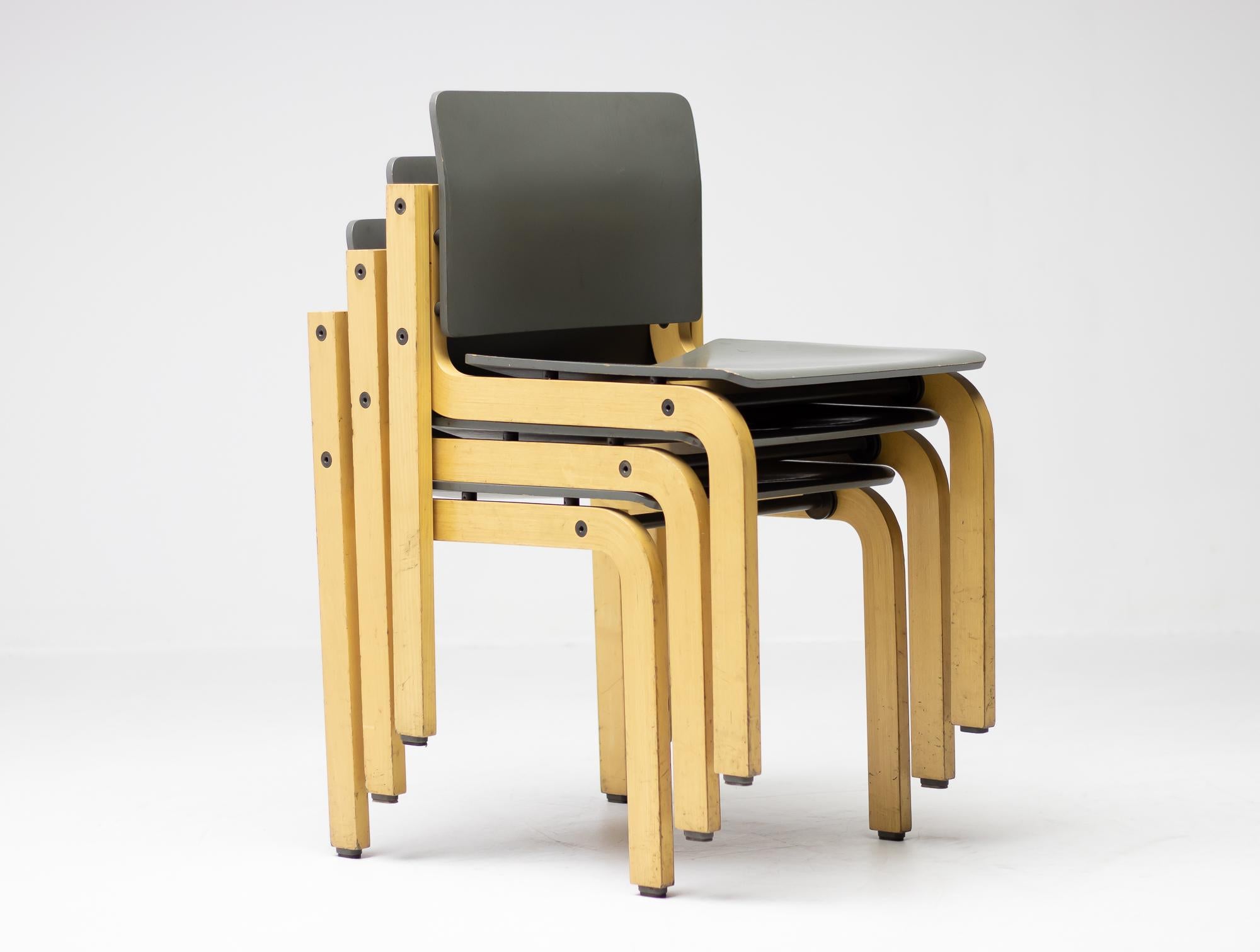 Late 20th Century Fritz Hansen Scandinavian Plywood Stacking Chairs