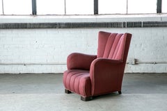 Fritz Hansen Style 1940s Danish Channel Back Lounge Chair