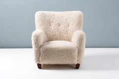 Fritz Hansen Style 1940s Sheepskin Armchair