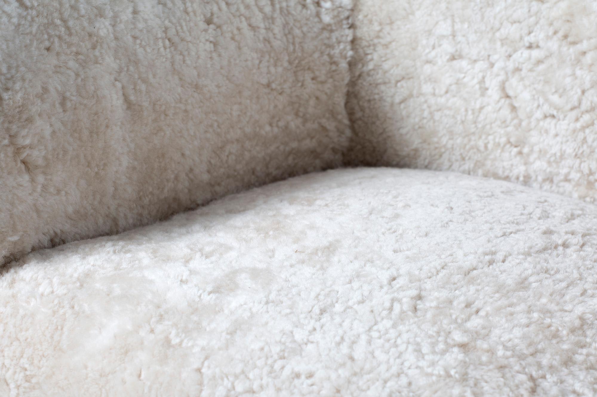 Fritz Hansen Style 1940s Sheepskin Wing Chairs 3