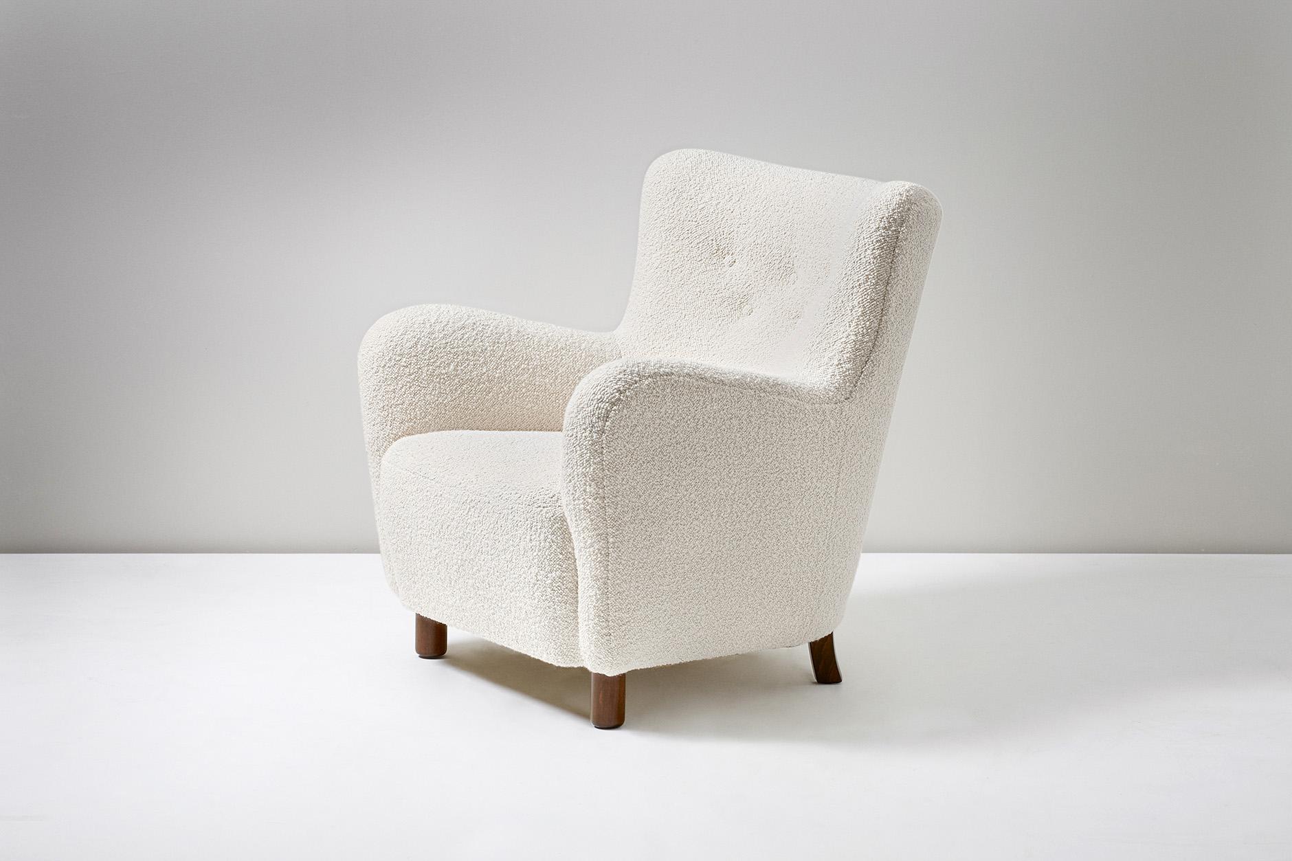 Fritz Hansen style 1950s Boucle Armchair In Excellent Condition In London, GB