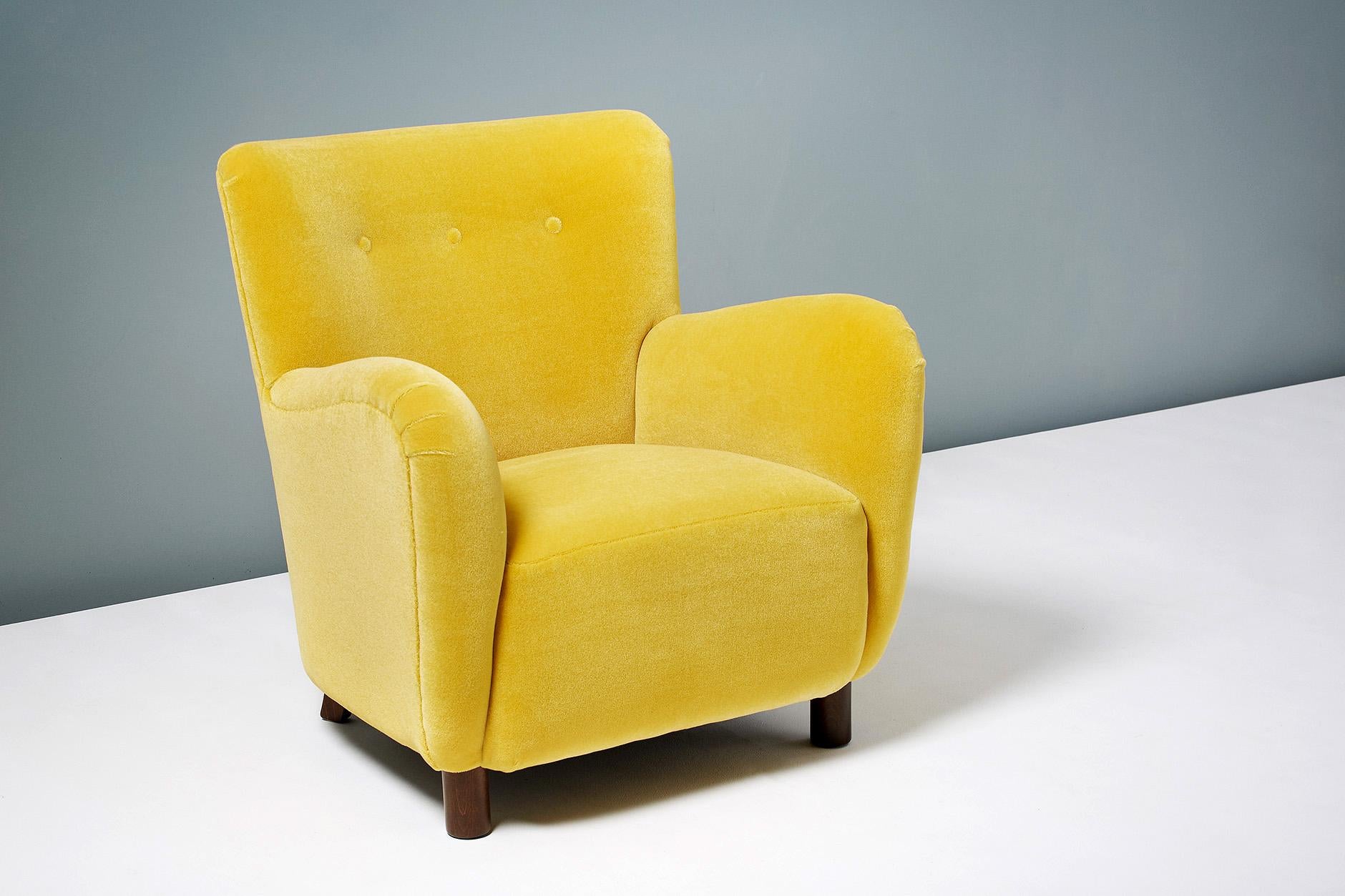 Custom Made Mohair Velvet Armchair In Excellent Condition In London, England