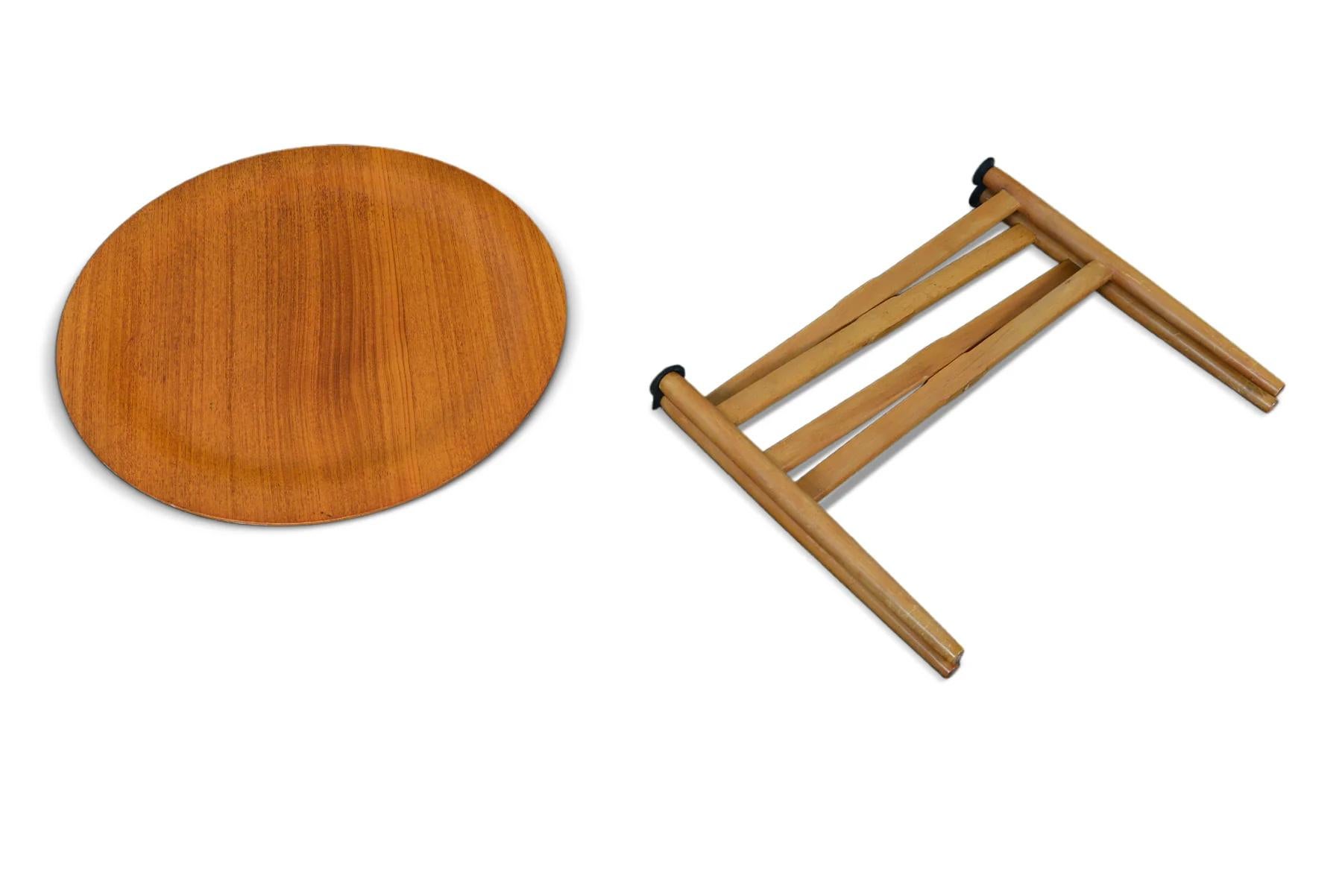 Mid-Century Modern Fritz Hansen Style Folding Side Table in Teak For Sale