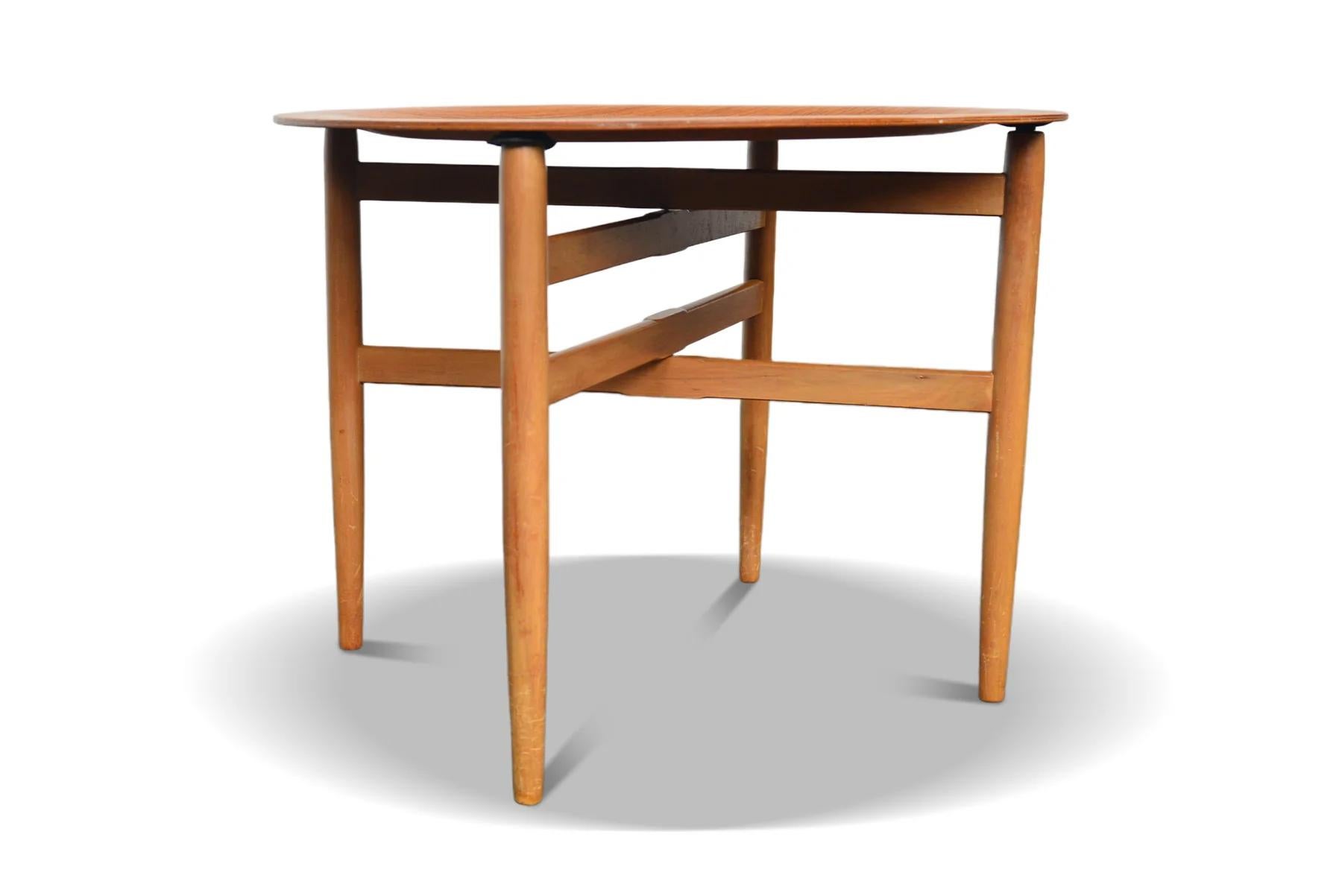 Beech Fritz Hansen Style Folding Side Table in Teak For Sale