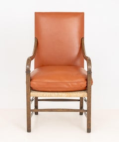 Fauteuil en noyer recouvert de cuir vintage, style Fritz Hansen