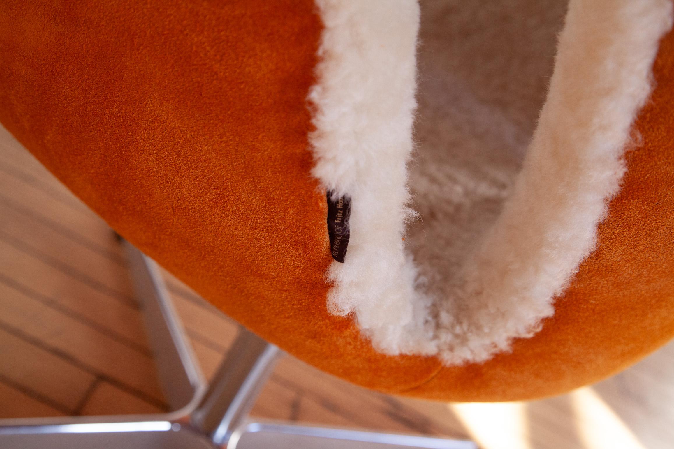 Polish Fritz Hansen Swan Chair in Sheepskin For Sale