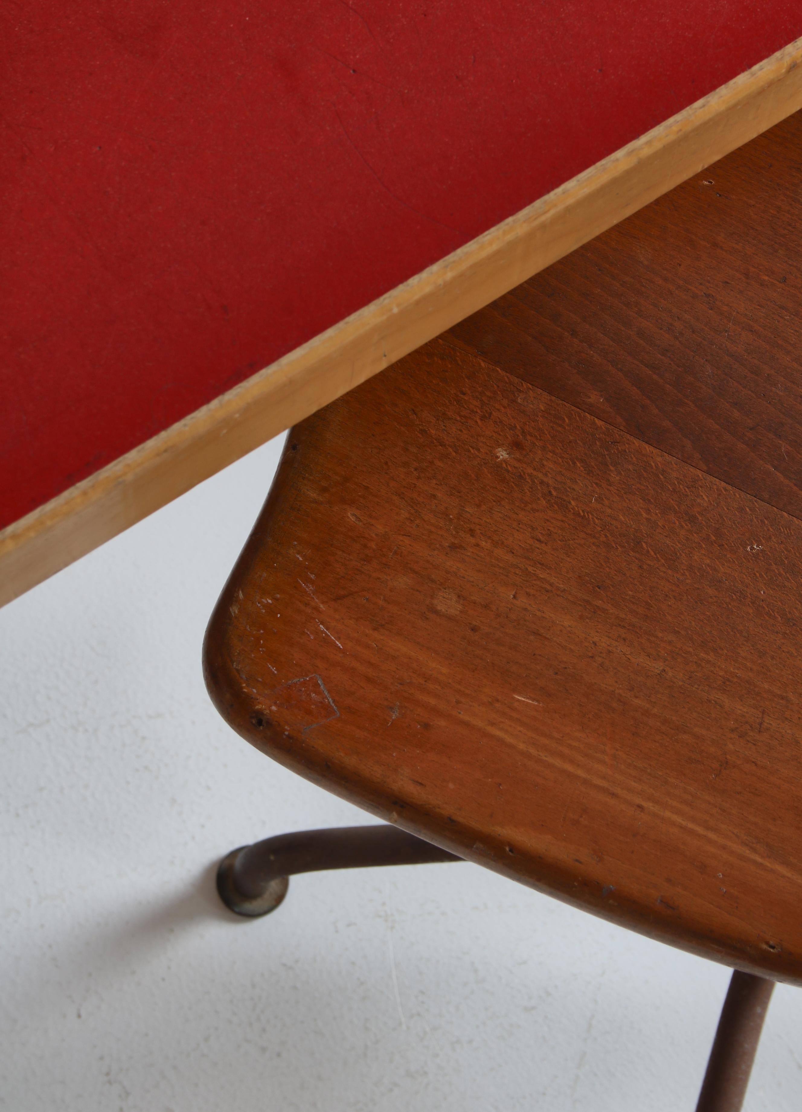 Mid-20th Century Fritz Hansen Swivel Desk Chair Bauhaus Style Tube Steel and Beechwood, 1930s For Sale