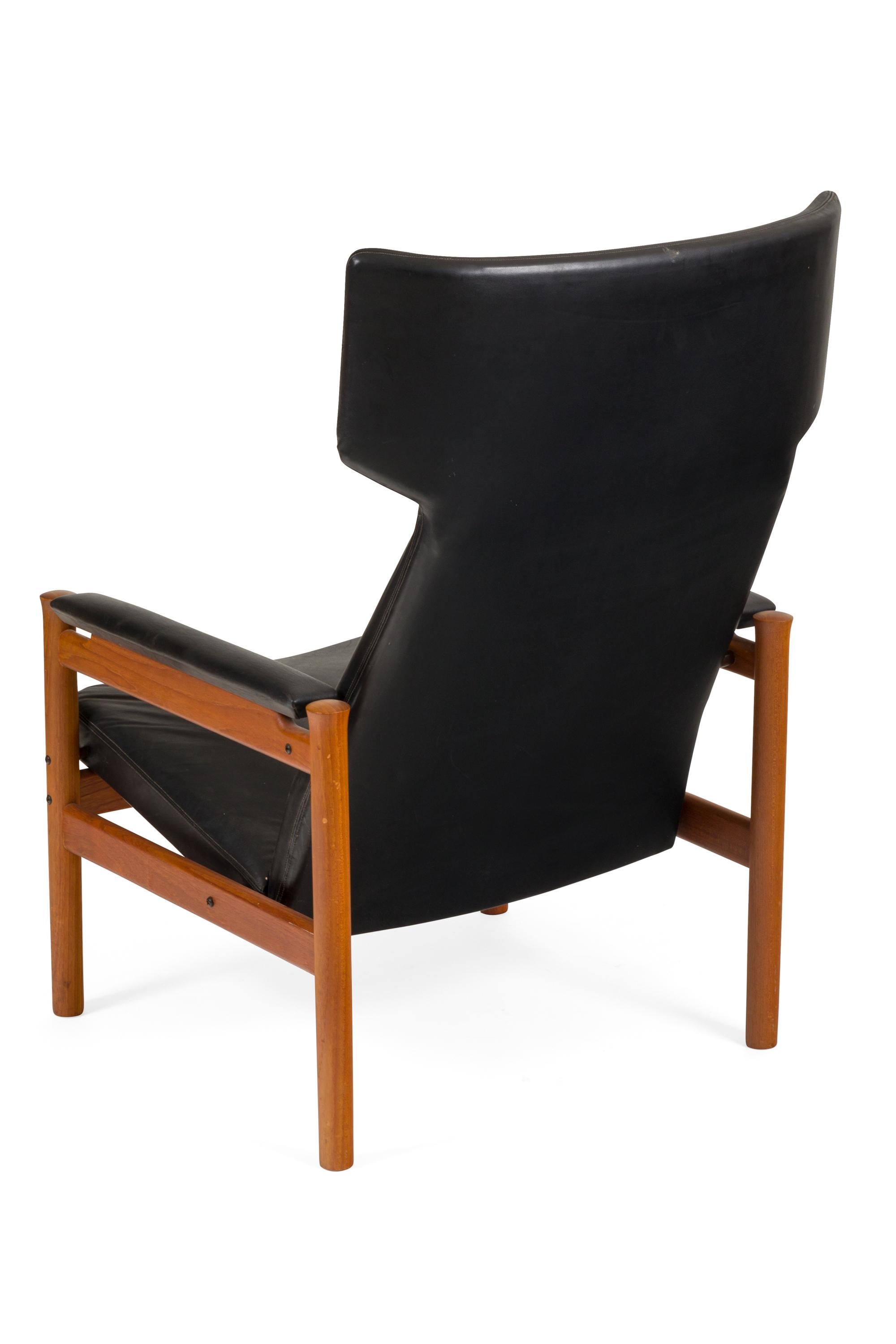 Scandinavian Modern Fritz Hansen Teak Wing Chair and Ottoman by Soren Hansen, Denmark 1960s