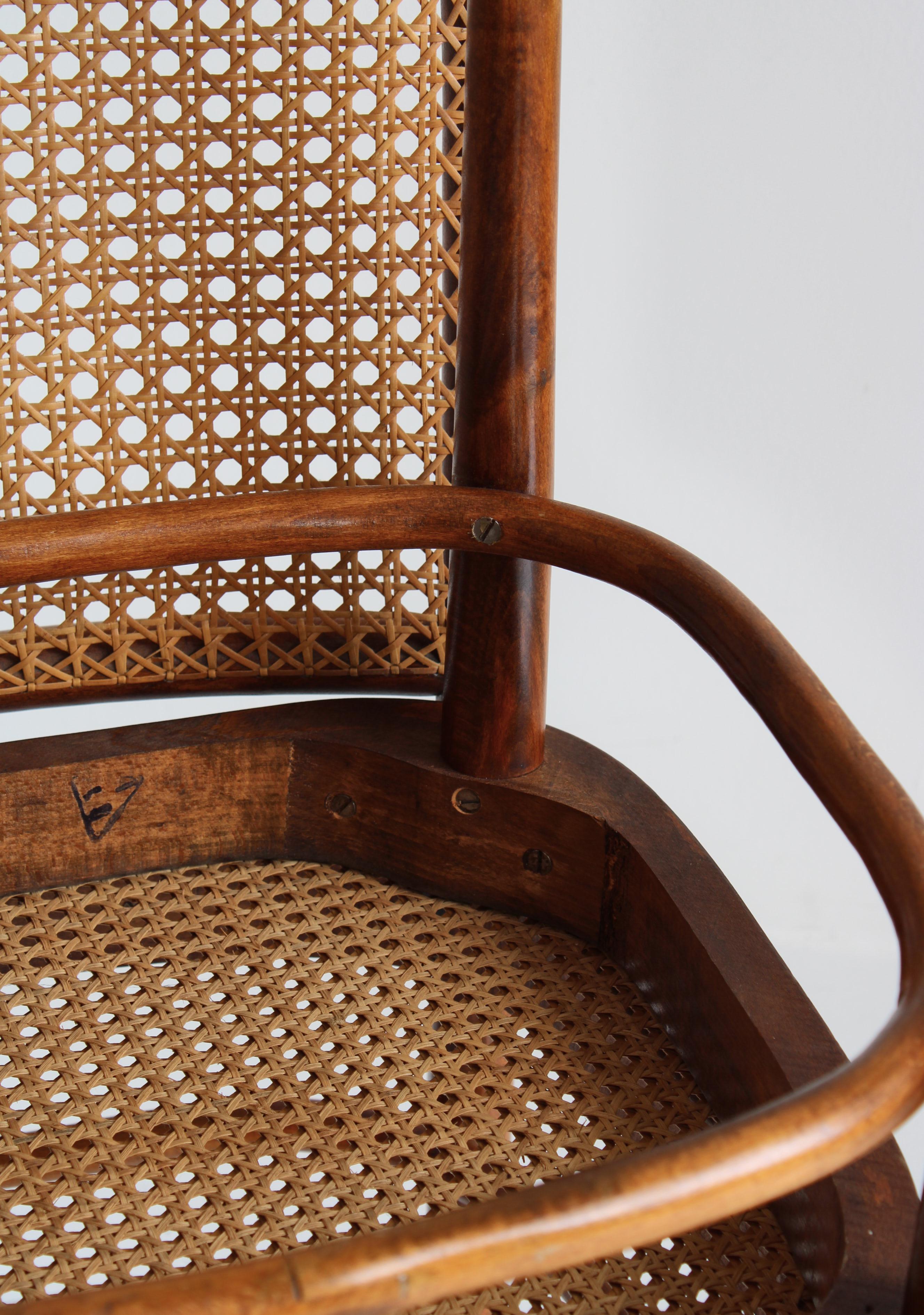 Fritz Hansen Thonet 811 Chair by Josef Hoffmann in Bentwood and Cane, 1930s 11