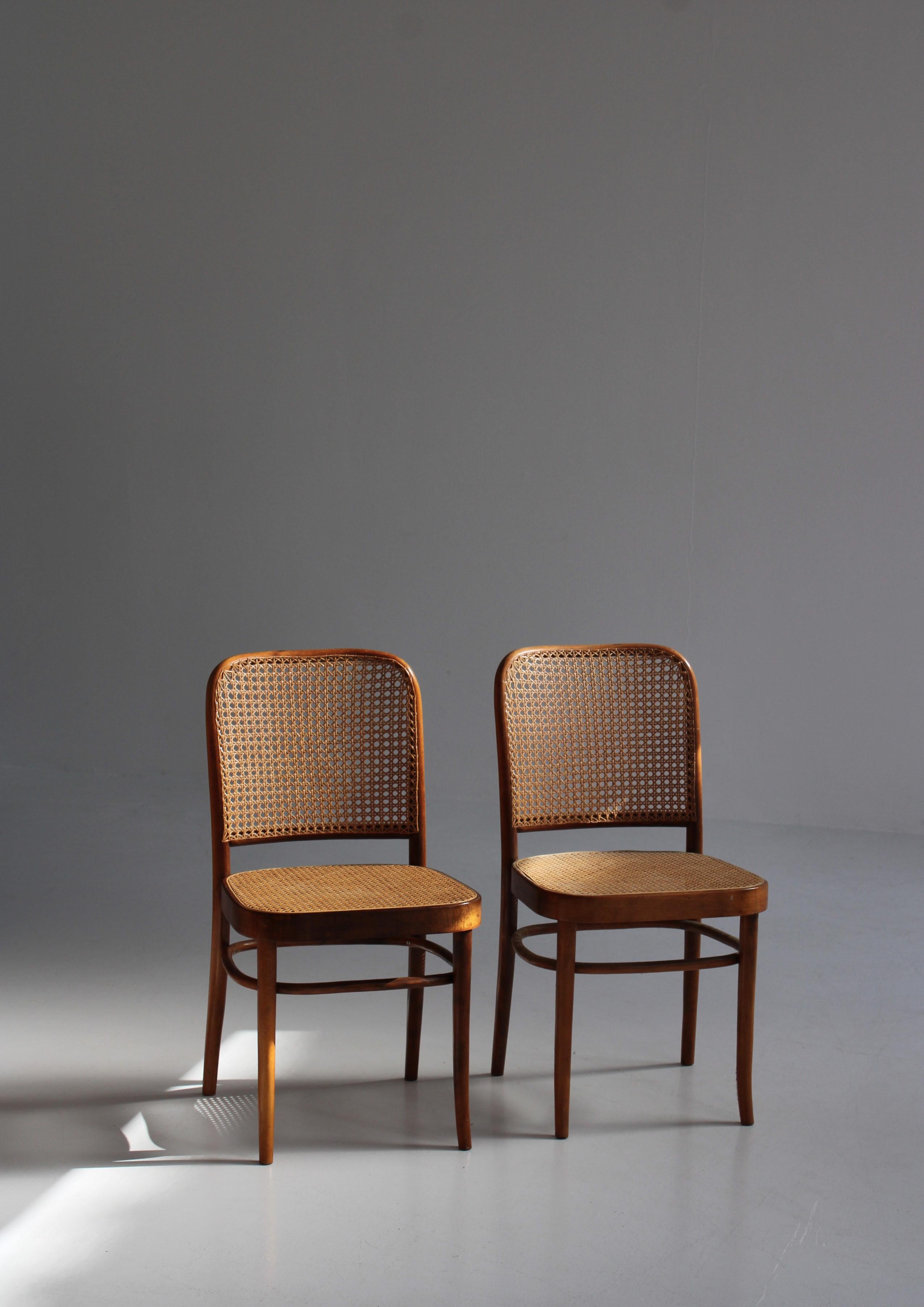 Fritz Hansen Thonet 811 Chair by Josef Hoffmann in Bentwood and Cane, 1930s 14
