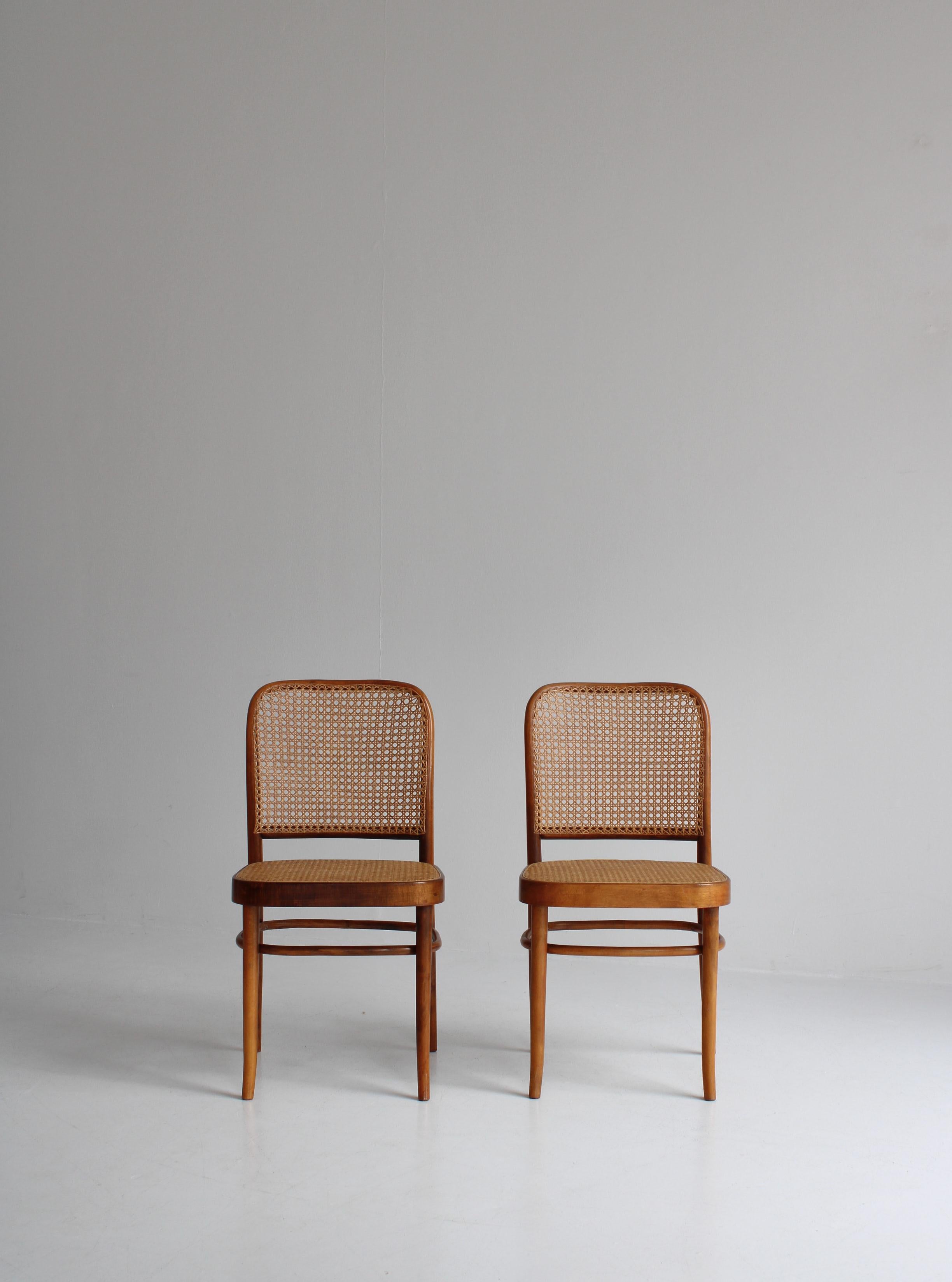 Danish Fritz Hansen Thonet 811 Chair by Josef Hoffmann in Bentwood and Cane, 1930s