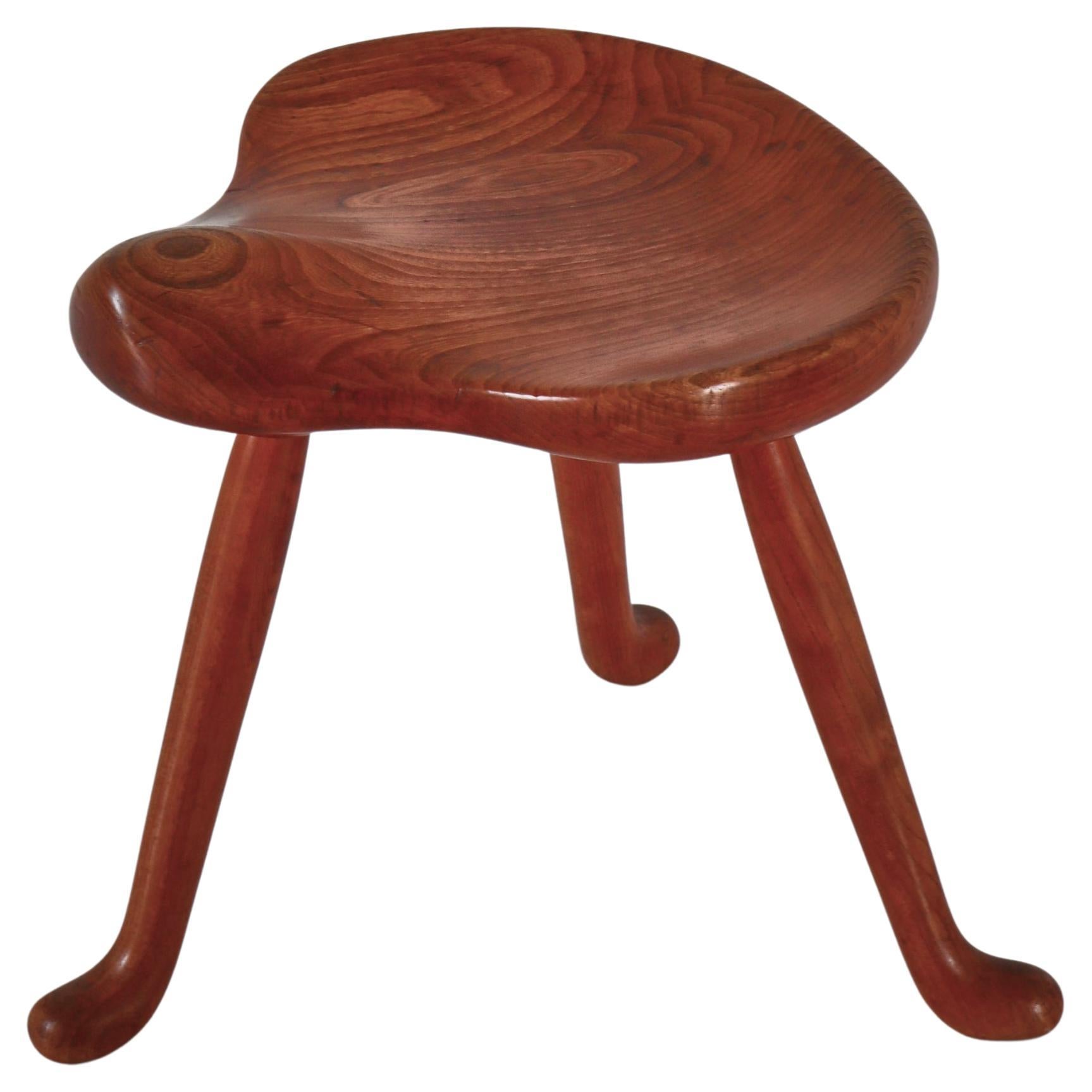 Fritz Hansen Three Legged Stool by Josef Frank in Elm Wood, 1945, Denmark