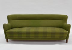 Fritz Hansen Three-Seat Sofa Green Model 1669a / 4468