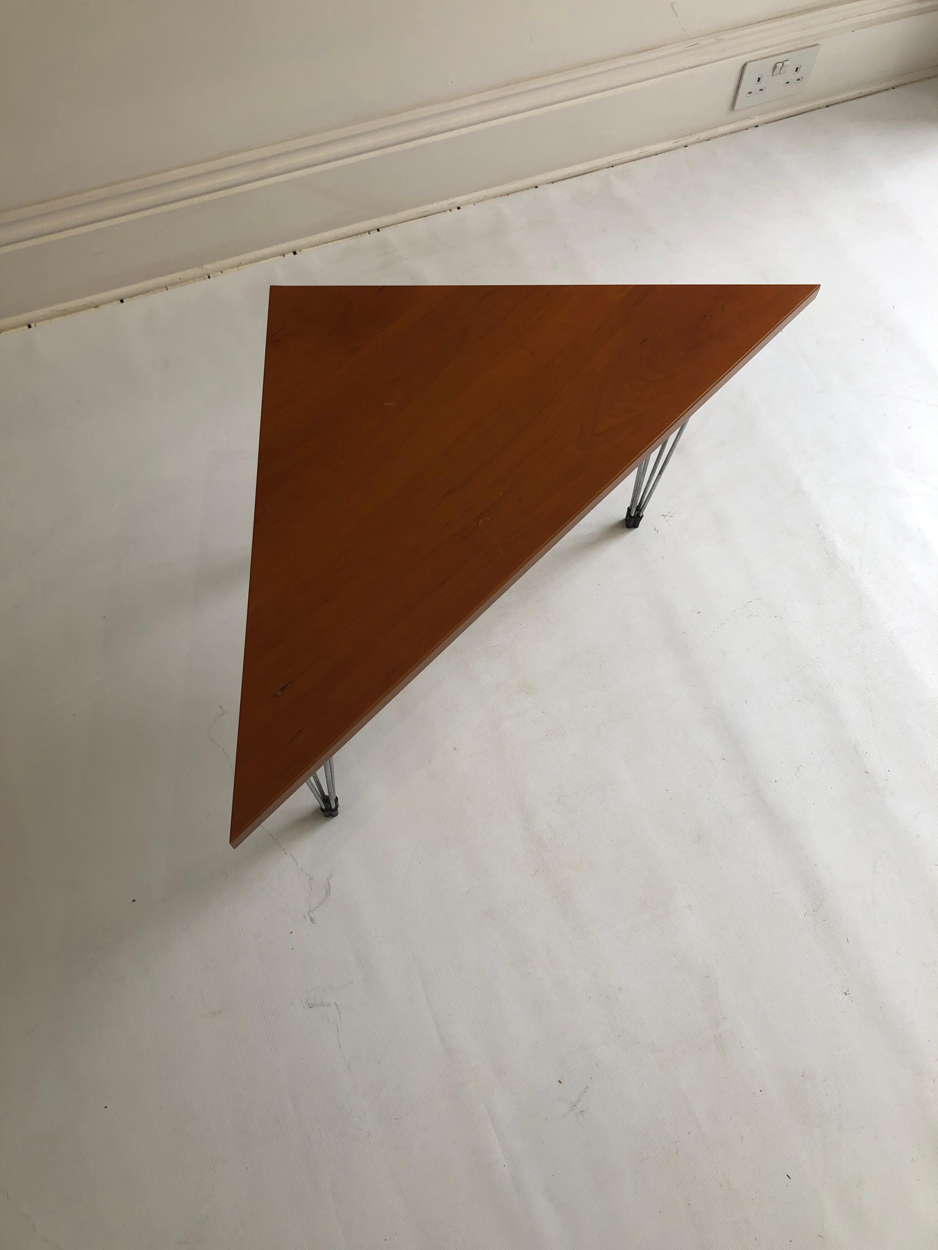 Post-Modern Fritz Hansen Triangle Side Table 1980s Postmodern Chrome Danish Vintage