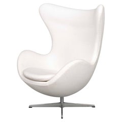 Fritz Hansen White Upholstered Egg Chair