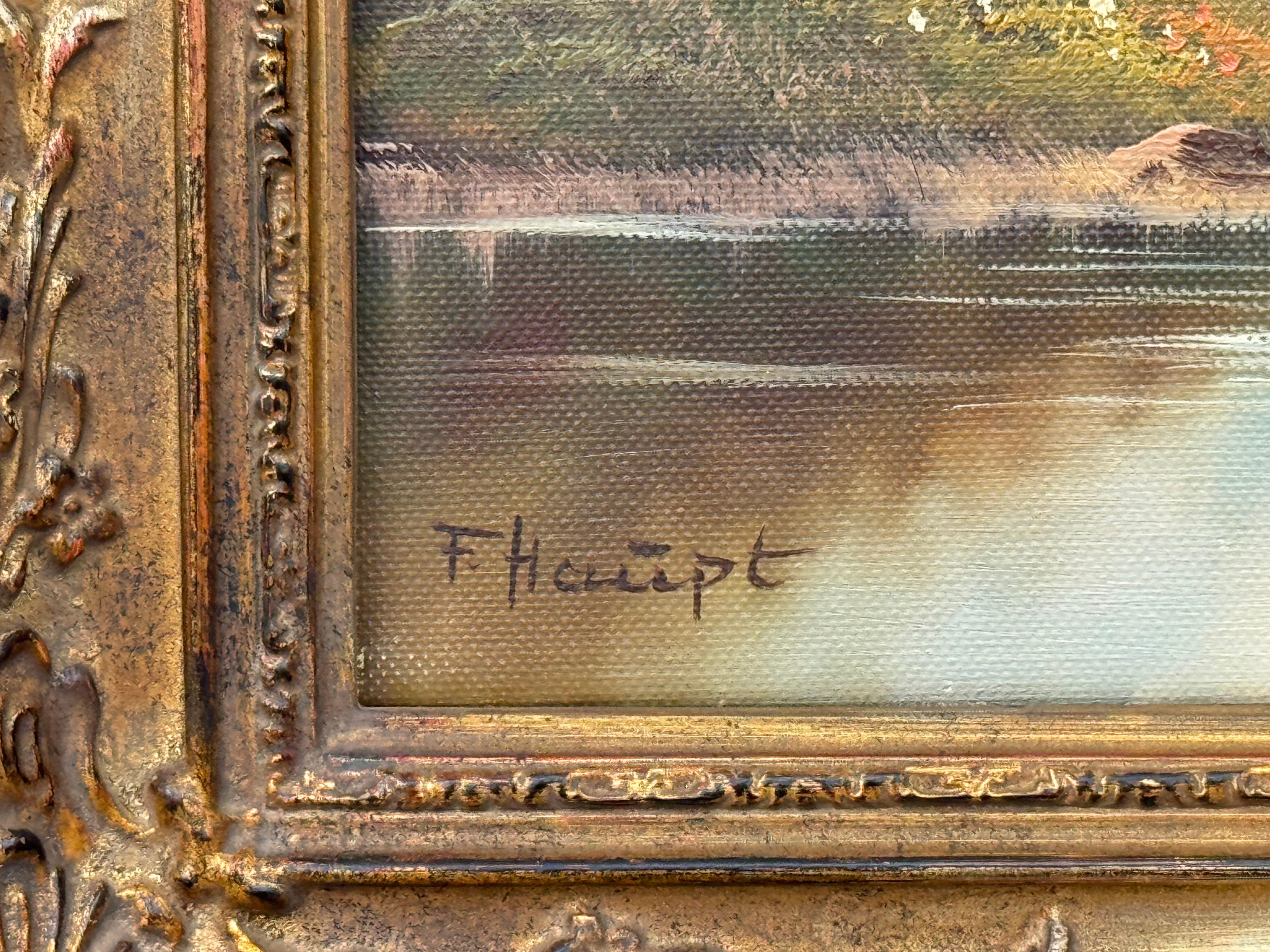 Pittura paesaggistica d'epoca con rifugio alpino di un artista tedesco del XX secolo in vendita 9