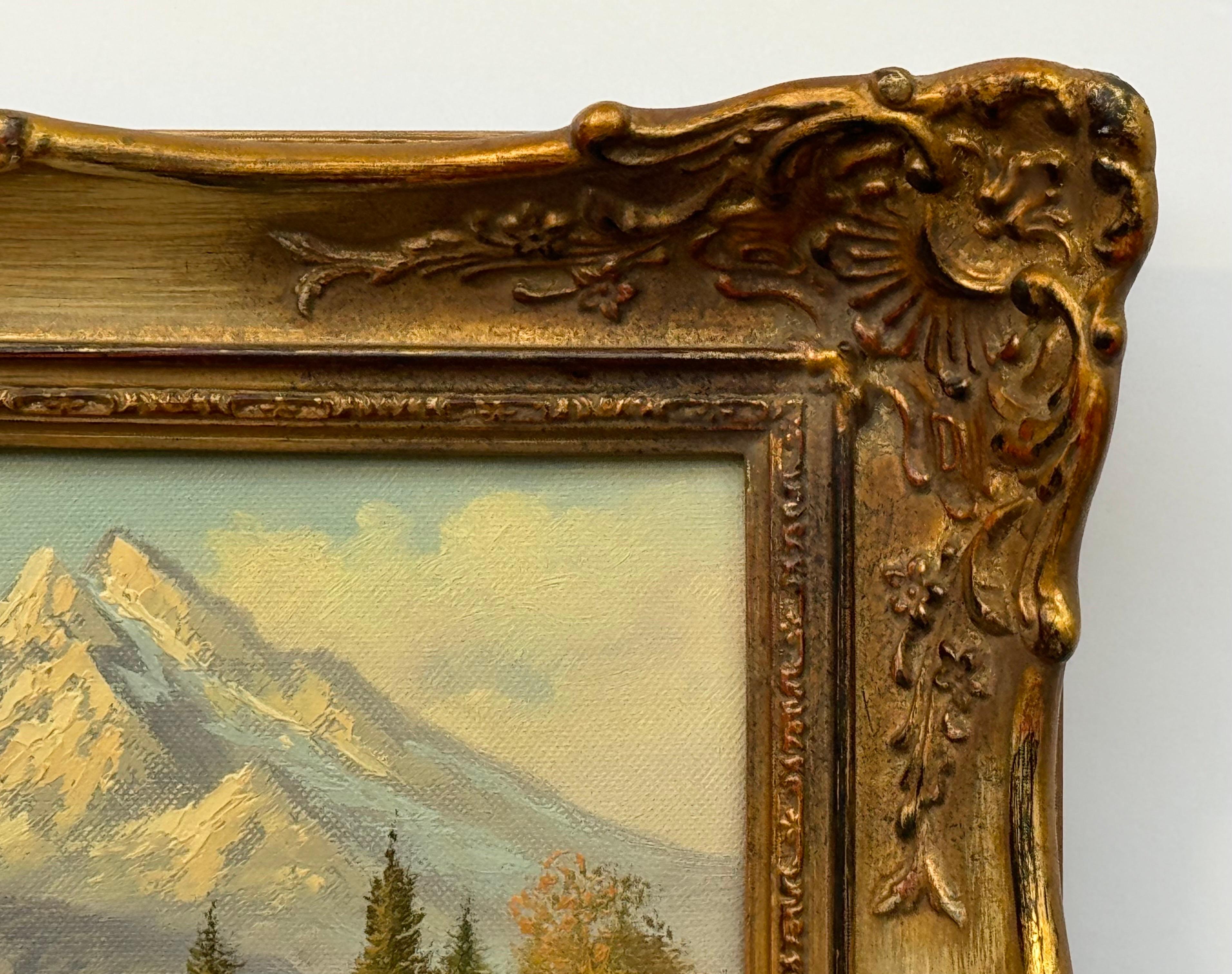 Pittura paesaggistica d'epoca con rifugio alpino di un artista tedesco del XX secolo in vendita 2