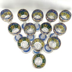 Fritz Heckert 19th Century Bohemian Enameled Goblet Set of 13