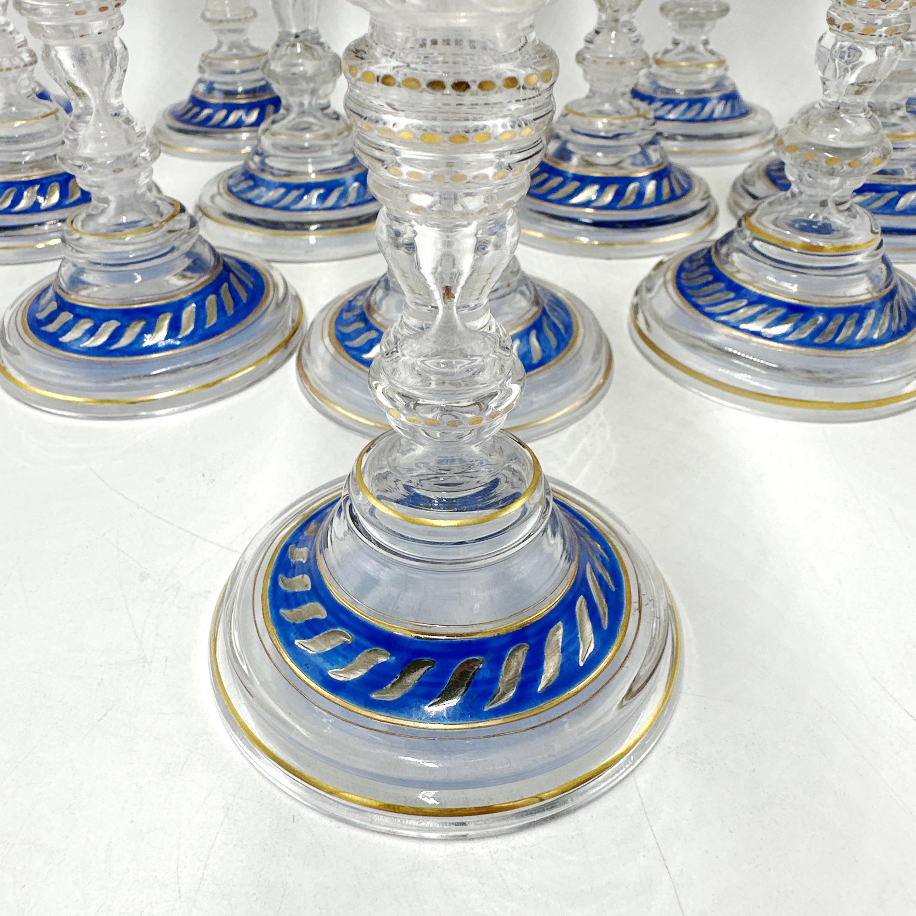 Late 19th Century Fritz Heckert 19th Century Bohemian Enameled Goblet Set of 13