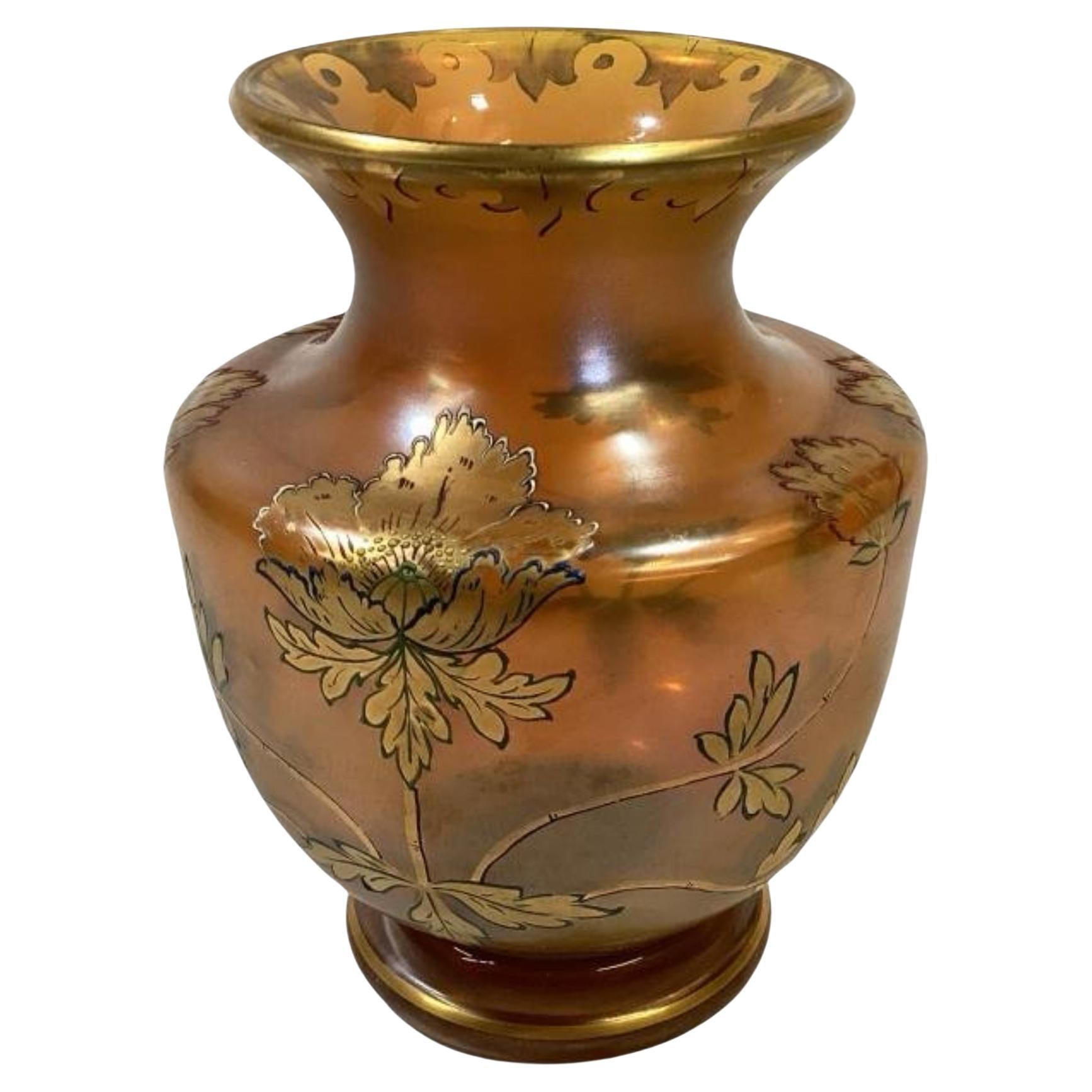 Fritz Heckert Art Nouveau Iridescent Art Glass Vase 