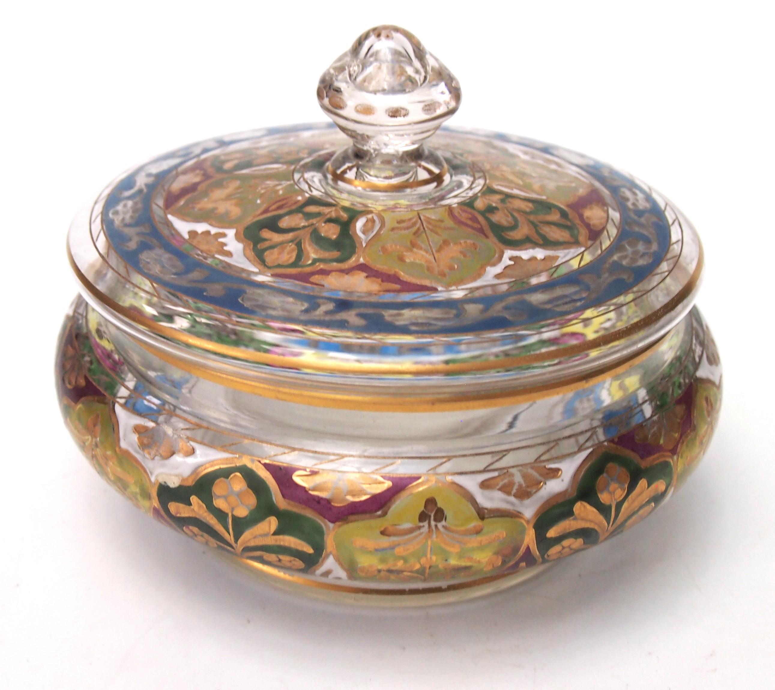 Fritz Heckert Gran caja esmaltada con tapa con motivo del mercado islámico de Jodhpur 1890 Islámico en venta