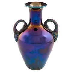Fritz Heckert Max Rade Iridised Glass Amphora c1900