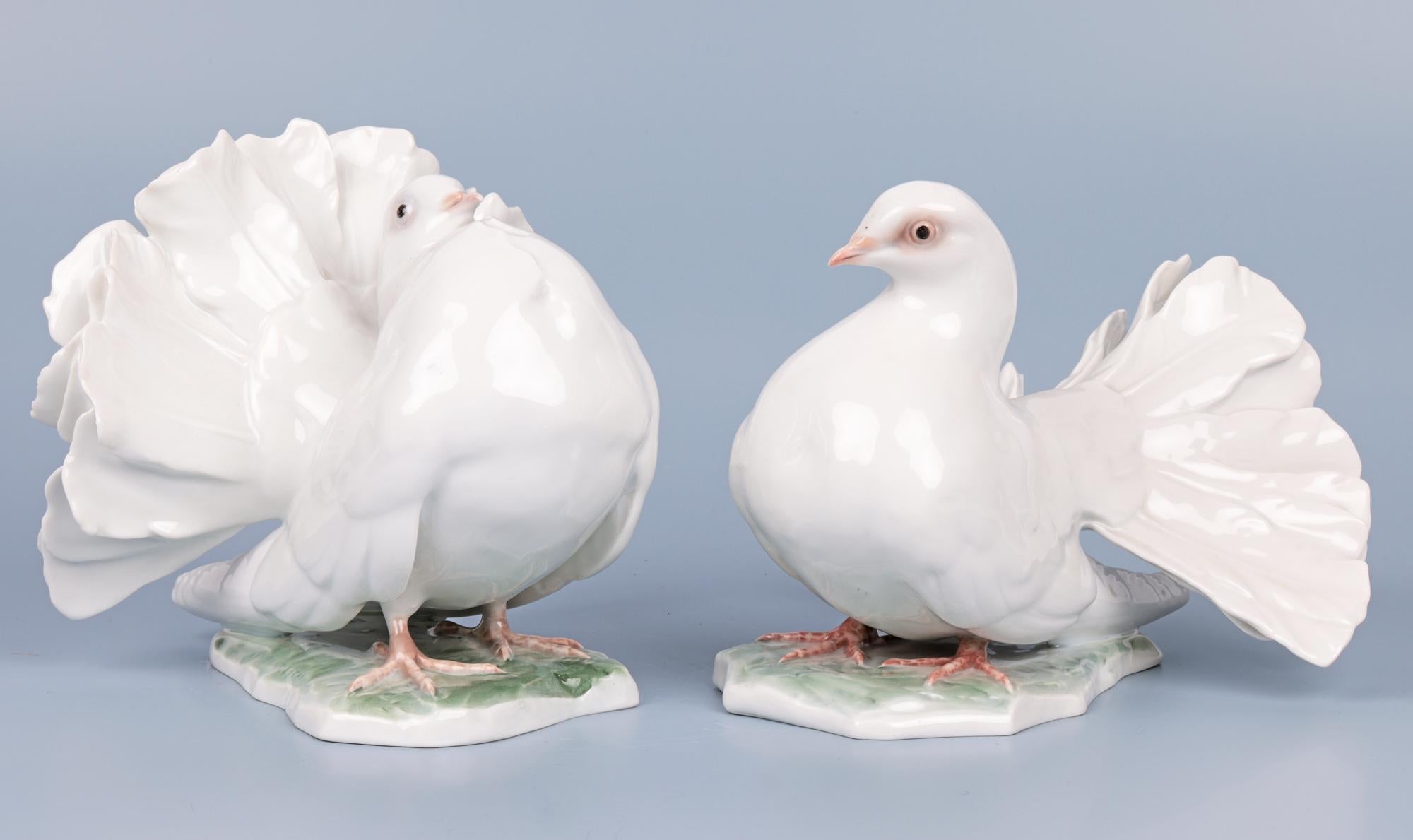Fritz Heidenreich Rosenthal Mid-Century Large Pair Porcelain Doves For Sale 11