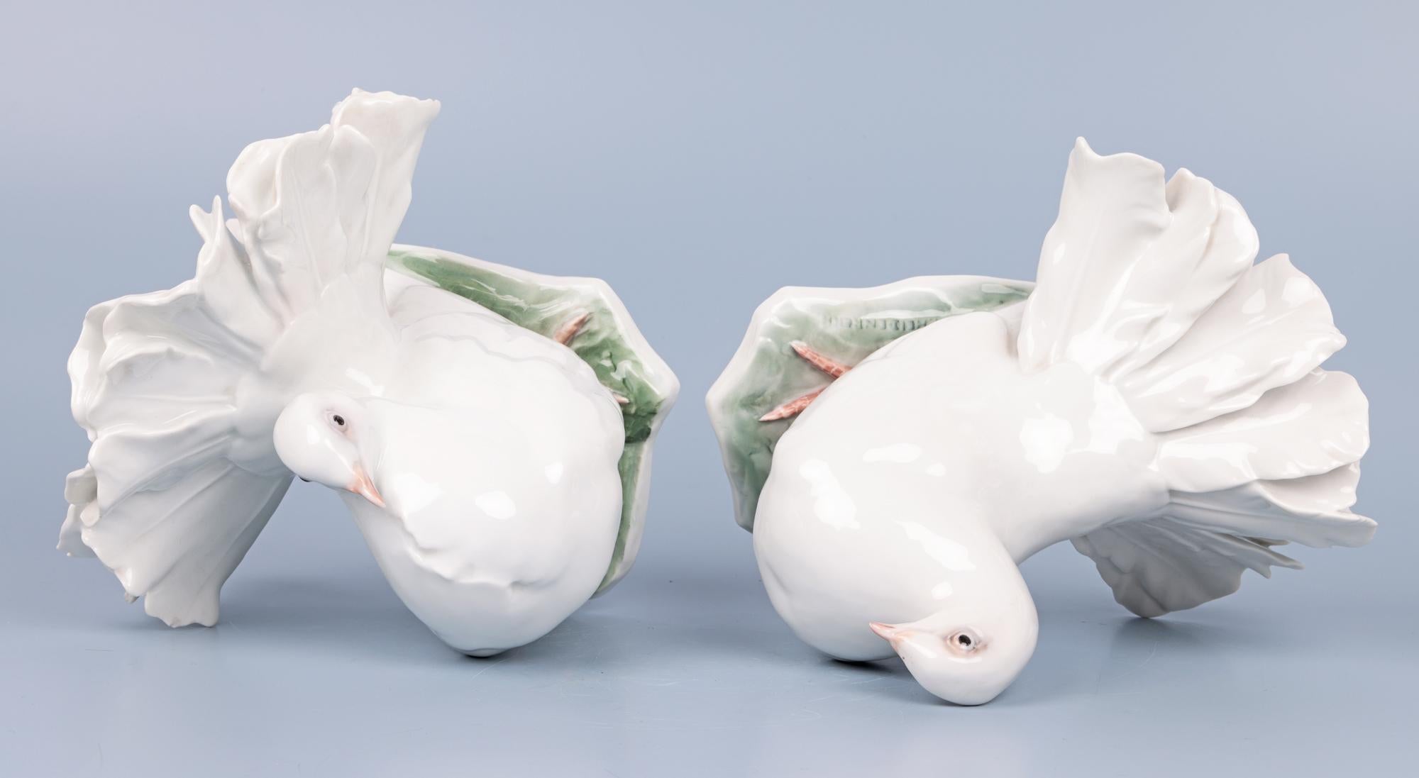 Glazed Fritz Heidenreich Rosenthal Mid-Century Large Pair Porcelain Doves For Sale