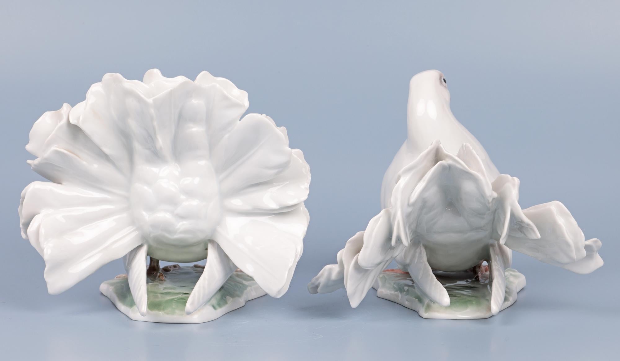 20th Century Fritz Heidenreich Rosenthal Mid-Century Large Pair Porcelain Doves For Sale