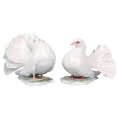 Fritz Heidenreich Rosenthal Mid-Century Large Pair Porcelain Doves