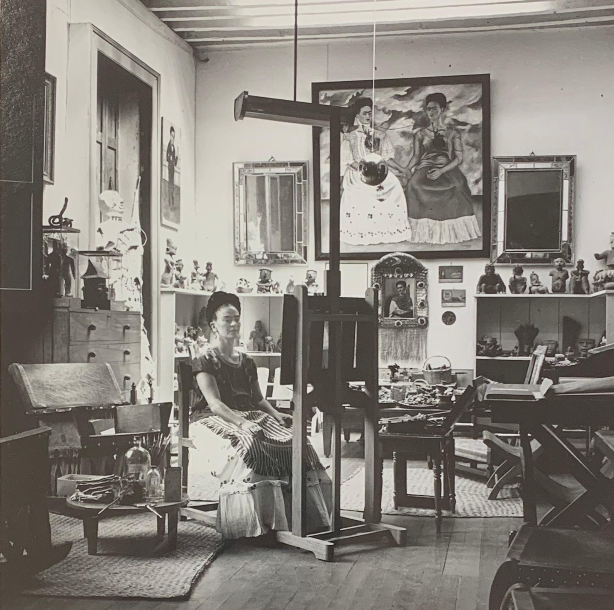 Fritz Henle Portrait Photograph - Frida in Her Studio (Black & White) Silver Gelatin Photograph