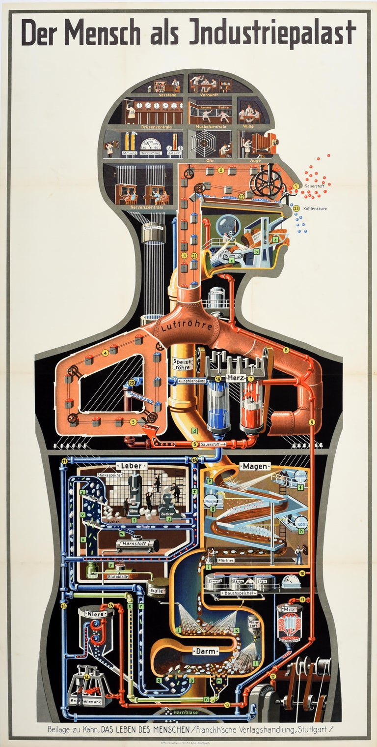 Fritz Kahn Original Vintage Poster Man As Industrial Palace