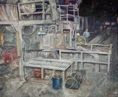 Interior J&L Works, Pittsburgh, Pennsylvania American Industrial Scene Painting