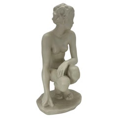 Fritz Klimsch Rosenthal Biscuit Porcelain “Crouching Women” Circa 1940 Sculpture