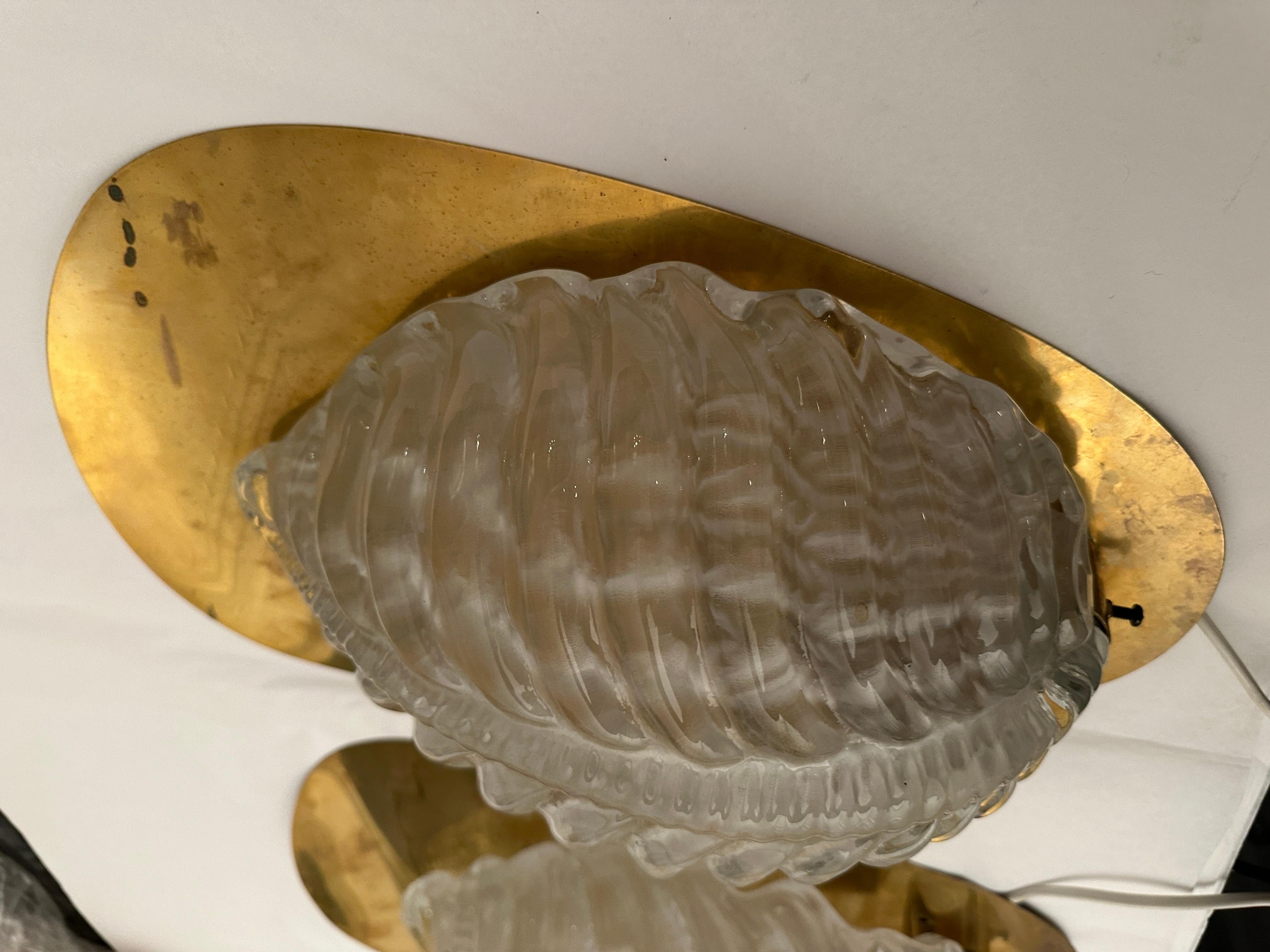 Swedish Fritz kurz sconces leaf shaped brass and glass Orrefors 1960s For Sale
