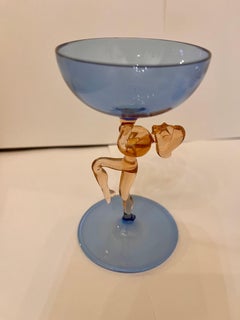 Fritz Lampl Set of 6 Austrian Bimini Cocktail Art Glasses Nude Females 1920's