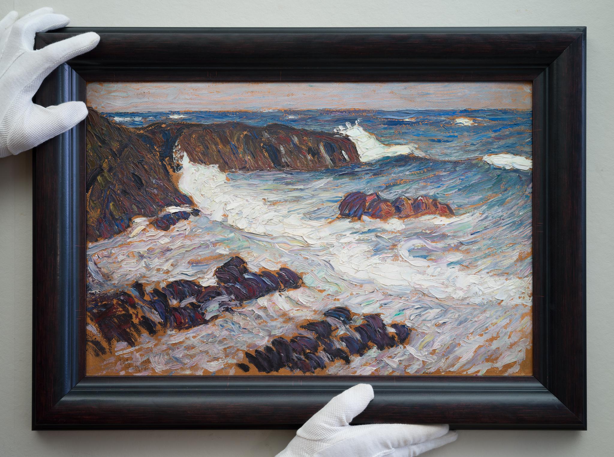 Fritz Lindström (1874-1962) Sweden

Saltwater (Kullen) 1917

oil on board
signed and dated Fritz Lindström 1917
board dimensions 35 x 52 cm
frame 47 x 64.5 cm

Essay: 
In the world of classic art, few paintings encapsulate the raw power and